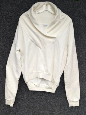 Saint Laurent Paris Sweatshirt Size Small White Shawl Collar Cotton Jersey Italy